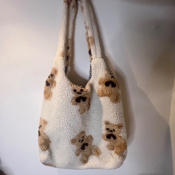 Plush handbag with faux fur and fluffy bear design - Picture 5 of 7